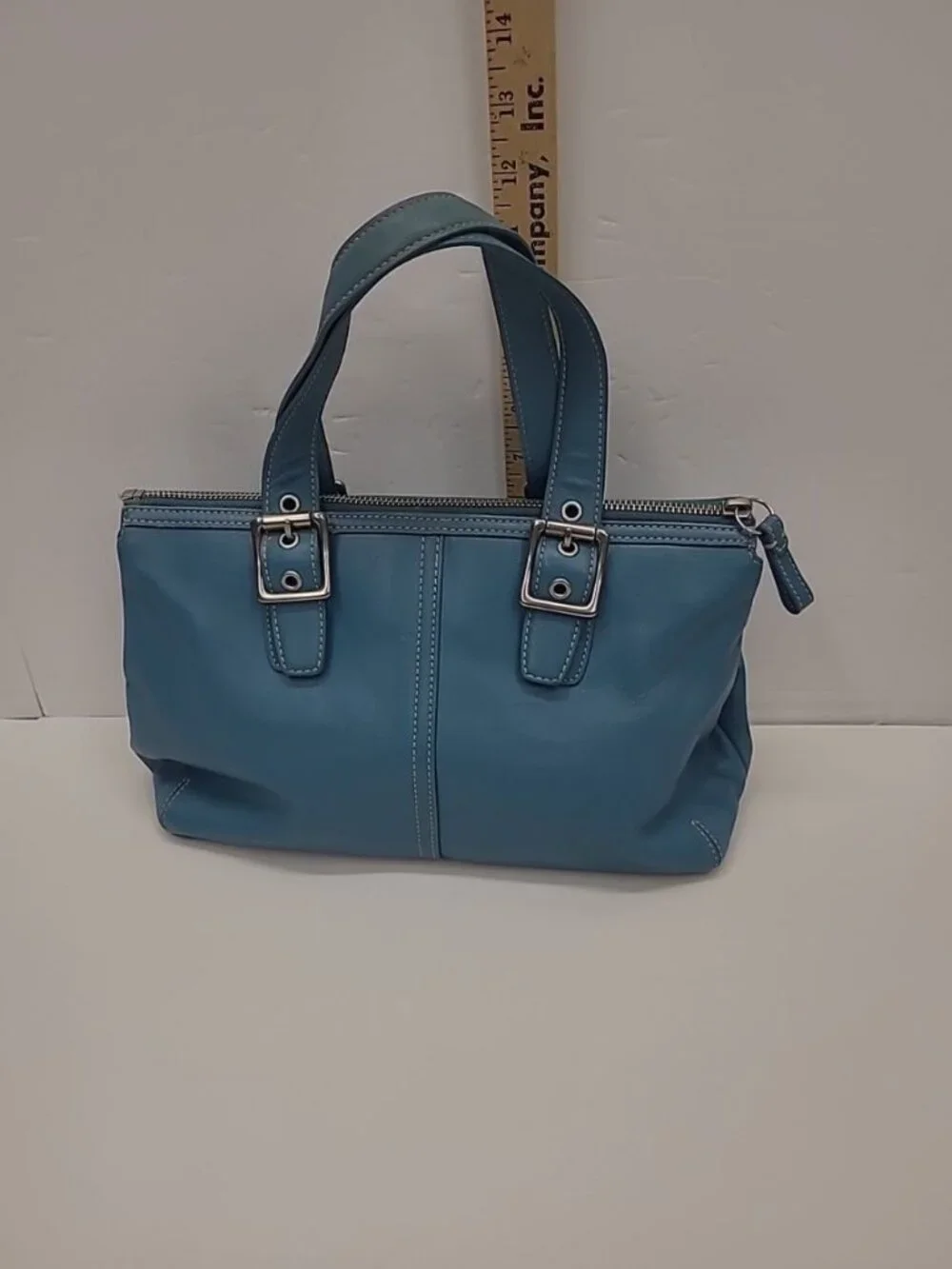 VIntage Coach 9545 Legacy Zip Soho Sachel Leather Teal Purse - Picture 2 of 8